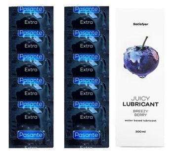 Набір: Pasante Extra Safe 10 шт. + Лубрикант Satisfyer Breezy Berry (300 мл) SOS12064 фото