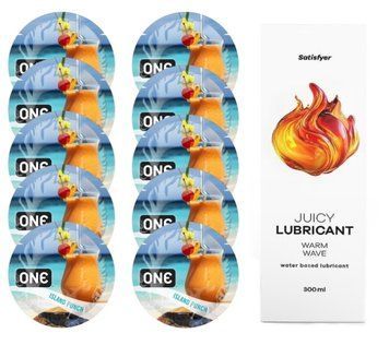 Набор One Island Punch 10 шт. + Лубрикант Satisfyer Warm Wave 300 мл SOS12414 фото