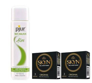 Набір: SKYN ORIGINAL &mdash; 3х2 (6 шт) та Лубрикант Pjur Woman Aloe &mdash; 100 мл SOS902 фото