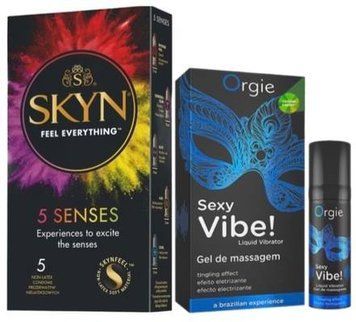 Набір з SKYN 5 Senses + Рідкий вібратор SEXY VIBE 15 мл ORGIE SOS9606 фото