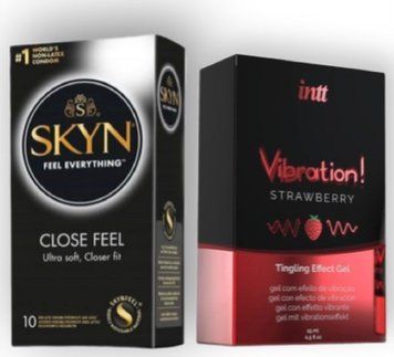 SKYN Close Feel 10 штук + Intt Vibration Strawberry (15 мл) SOS6781 фото