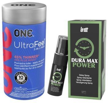 Набор из ONE UltraFeel 2-in-1 Pack 10 шт + Пролонгатор Intt Dura Max Power (12 мл) SOS9245 фото