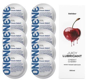 Комплект ONE Classic 10 шт. + Лубрикант Satisfyer Juicy Lubricant Cheeky Cherry (300 мл) SOS12314 фото