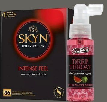 Комплект Skyn ​​Intense feel 36 штук + Спрей Doc Johnson GoodHead DeepThroat Spray - Watermelon 59 мл SOS5371 фото