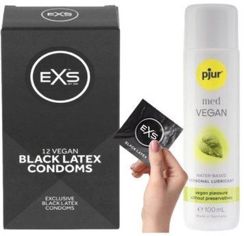 Комплект EXS Black Latex (12 шт) + Pjur MED Vegan Glide 100 мл SOS13568 фото
