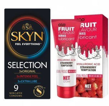 Набір : Skyn Selection (9 шт) та Лубрикант OLO зі смаком полуниці 120 мл  SOS55 фото
