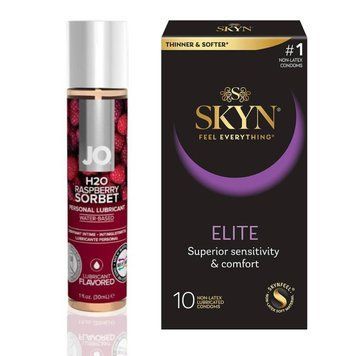 10 штук SKYN Elite + Лубрикант System JO H2O &mdash; Raspberry Sorbet (30 мл) SOS4790 фото