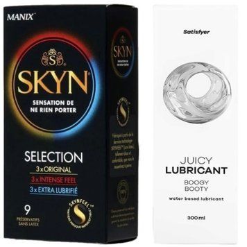 Набір Лубрикант Satisfyer Boogy Booty 300 мл + Skyn Selection 9 шт. SOS12716 фото