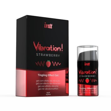 Жидкий вибратор Intt Vibration Strawberry (15 мл), густой гель, вкусный, действует до 30 минут SO2921 фото