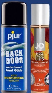 Набор лубрикантов pjur backdoor Comfort water glide 30 мл + System JO H2O Peachy Lips (30 мл) LB392 фото