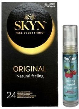 Набір з SKYN ORIGINAL 24 шт + Рідкий вібратор 5th Paradise Liquid Vibrator &mdash; Червоні ягоди (10 мл) SOS9967 фото