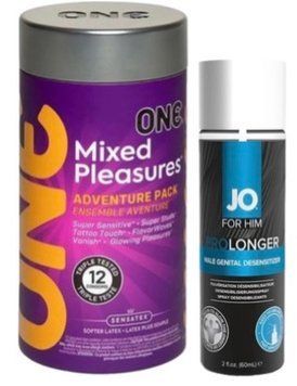 Набор из 12 шт ONE Mixed Pleasures + Пролонгатор System JO Prolonger Spray with Benzocaine (60 мл) SOS9280 фото