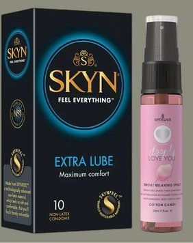 Набір Skyn Extra Lube 10 штук + Спрей Sensuva Deeply Love You Cotton Candy (29 мл) SOS5222 фото