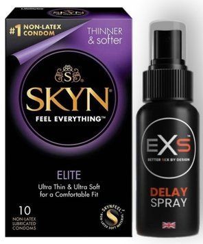 Набор из SKYN Elite 10 шт + Пролонгатор EXS Delay Spray - 50 мл SOS8896 фото