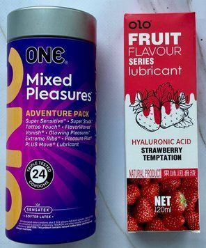 Комплект ONE Mixed Pleasures 24 шт + Гель-лубрикант клубничный 120 мл OLO SOS3661 фото