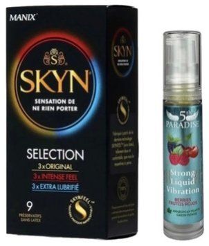 Набір з SKYN Selection (9 шт) + Рідкий вібратор потужний смак: червоні ягоди, 10 мл 5th Paradise SOS9657 фото