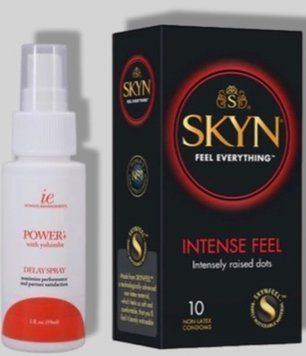 SKYN Intense Feel 10 шт + Пролонгатор Doc Johnson Power Delay Spray (59 мл) SOS5658 фото