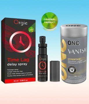 Пролонгатор для мужчин Time Lag, 25 мл. ORGIE+  Набор 12 шт ONE Vanish ультратонкие SOS6667 фото