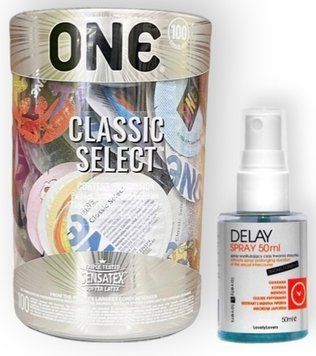 Набор из 100 шт ONE Classic Select + LOVELY LOVERS DELAY SPRAY 50 ML SOS9013 фото