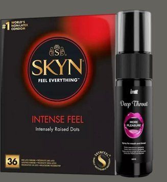 Комплект Skyn ​​Intense feel 36 штук + Спрей Intt Deep Throat Oral Spray (12 мл) SOS5372 фото