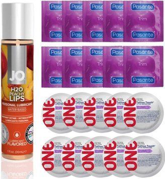 Набор 20 шт Pasante TRIM и ONE Tattoo Touch + System JO H2O &mdash; Peachy Lips (30 мл) SOS4882 фото