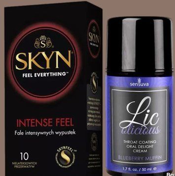 Комплект SKYN Intense Feel 10 шт + Гель Sensuva - Lic-o-licious Blueberry Muffin (50 мл) SOS5708 фото