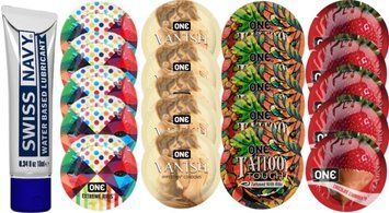 Набор из Swiss Navy Water-Based 10 мл + ONERibs + ONE Vanish + ONETattoo + ONE Chocolate Strawberry SOS8506 фото