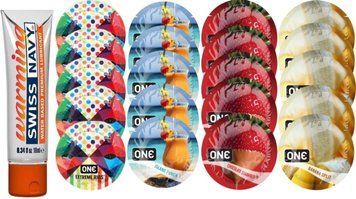 Набор из Swiss Navy Warming 10мл + ONERibs + ONE Island Punch + ONEChocolateStrawberry + ONEBanana SOS8588 фото