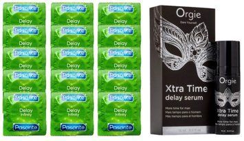 Комплект: Pasante Delay 15 шт + Пролонгатор Orgie Xtra Time Delay Serum (15 мл)  SOS11074 фото