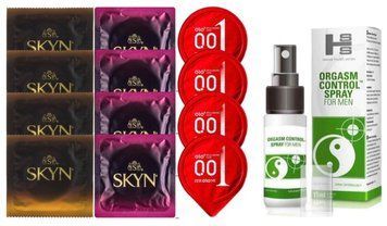 Комплект: Пролонгатор SHS Orgasm Control Spray 15 мл + 8 шт. SKYN + 4 шт. OLO возбуждающий 001 SOS10885 фото