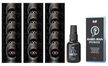 Комплект EXS Black Latex 15 шт + Intt Hard Man Power Gel (15 мл) SOS14628 фото