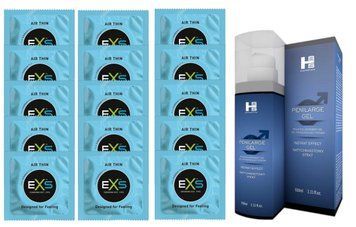 Комплект EXS Air Thin 15 шт + SHS Penilarge Gel 100 мл SOS14756 фото