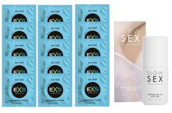 Комплект EXS Air Thin 15 шт + Bijoux Indiscrets SLOW SEX Arousal Sex Oil CBD SOS14787 фото