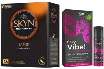 Набір з SKYN Large (36 шт) + Рідкий вібратор Orgie Sexy Vibe (15 мл)  SOS9917 фото