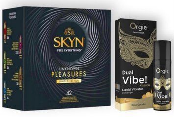 SKYN Pleasures, 42 шт + DUAL VIBE!, 15 мл Orgie pina colada SOS6928 фото