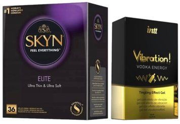 Набір з SKYN Elite 36 шт + Рідкий вібратор Intt Vibration Vodka (15 мл)  SOS10213 фото