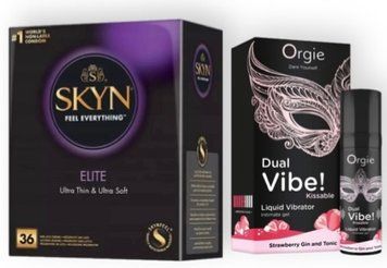 Skyn Elite 36 шт + Orgie Dual Vibe! Strawberry Gin & Tonic 15 мл SOS7116 фото