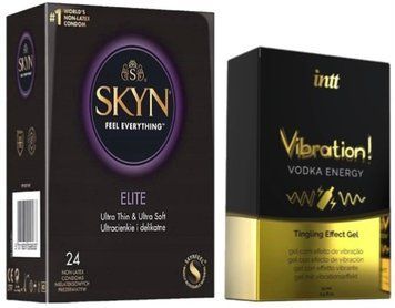 Набір з SKYN Elite (24 шт) + Рідкий вібратор Intt Vibration Vodka (15 мл) SOS10113 фото
