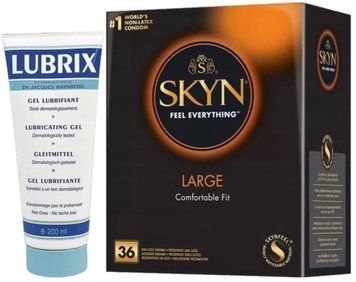 Набор из Лубриканта на водной основе Lubrix (200 мл) + SKYN Large, 36 шт SOS8803 фото