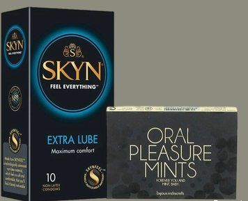 Набір Skyn Extra Lube 10 штук + М'ятні цукерки Bijoux Indiscrets Oral Pleasure Mints &ndash; Peppermint SOS5191 фото