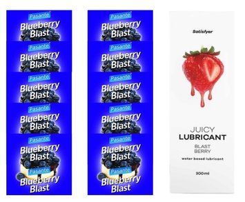 Комплект Pasante Blueberry 10шт. + Лубрикант Satisfyer Juicy Lubricant Blast Berry 300 мл SOS11666 фото