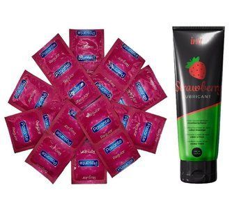 Pasante Regular 20 шт и Лубрикант INTT Strawberry (100 мл) SOS964 фото