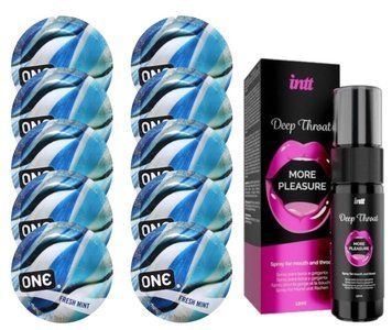 Комплект ONE Fresh Mint 10 шт + Intt Deep Throat &ndash; 12 мл SOS13811 фото