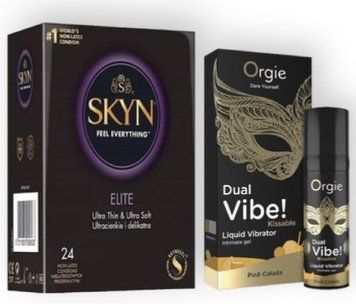 SKYN Elite, 24 шт + DUAL VIBE!, 15 мл Orgie pina colada SOS7016 фото