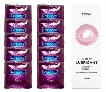 Комплект Pasante TRIM 10шт. + Лубрикант Satisfyer Juicy Lubricant Booty Silicon 150 мл SOS11716 фото
