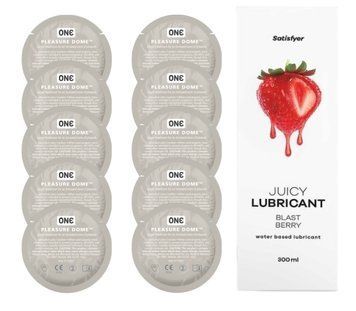 Комплект 𝐎𝐍𝐄 𝐃𝐨𝐦𝐞 10 шт. + Лубрикант Satisfyer Juicy Lubricant Blast Berry (300 мл) SOS12215 фото