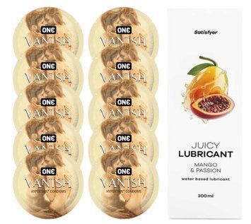 Комплект ONE 𝐕𝐀𝐍𝐈𝐒𝐇 10 шт. + Лубрикант Satisfyer Juicy Lubricant Mango & Passion (300 мл) SOS12165 фото