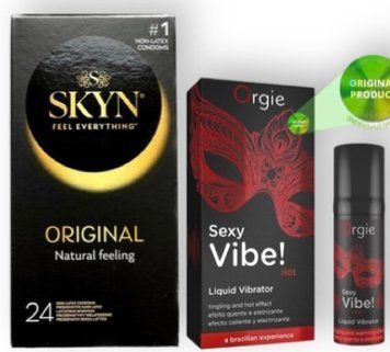SKYN ORIGINAL 24 шт + SEXY VIBE, 15 мл вібрація + зігріваючий ефект ORGIE SOS6882 фото