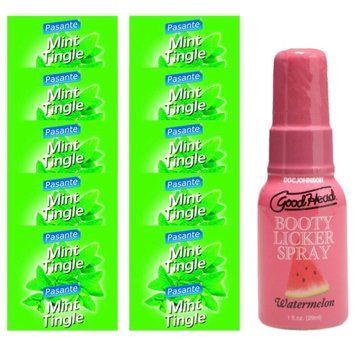 Комплект Pasante Mint Tingle 10 шт + Doc Johnson GoodHead Booty Licker Spray Watermelon (29 мл) SOS13911 фото