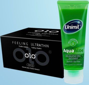 Набор OLO &ndash; ультратонкие -001 (10 штук) + Лубрикант Unimil Aloe 80 мл. SOS4503 фото